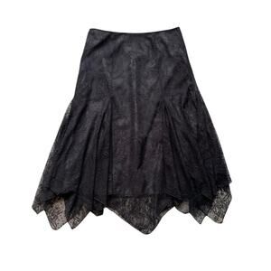 y2k vintage 00's black lace fairy hem midi maxi skirt | size m